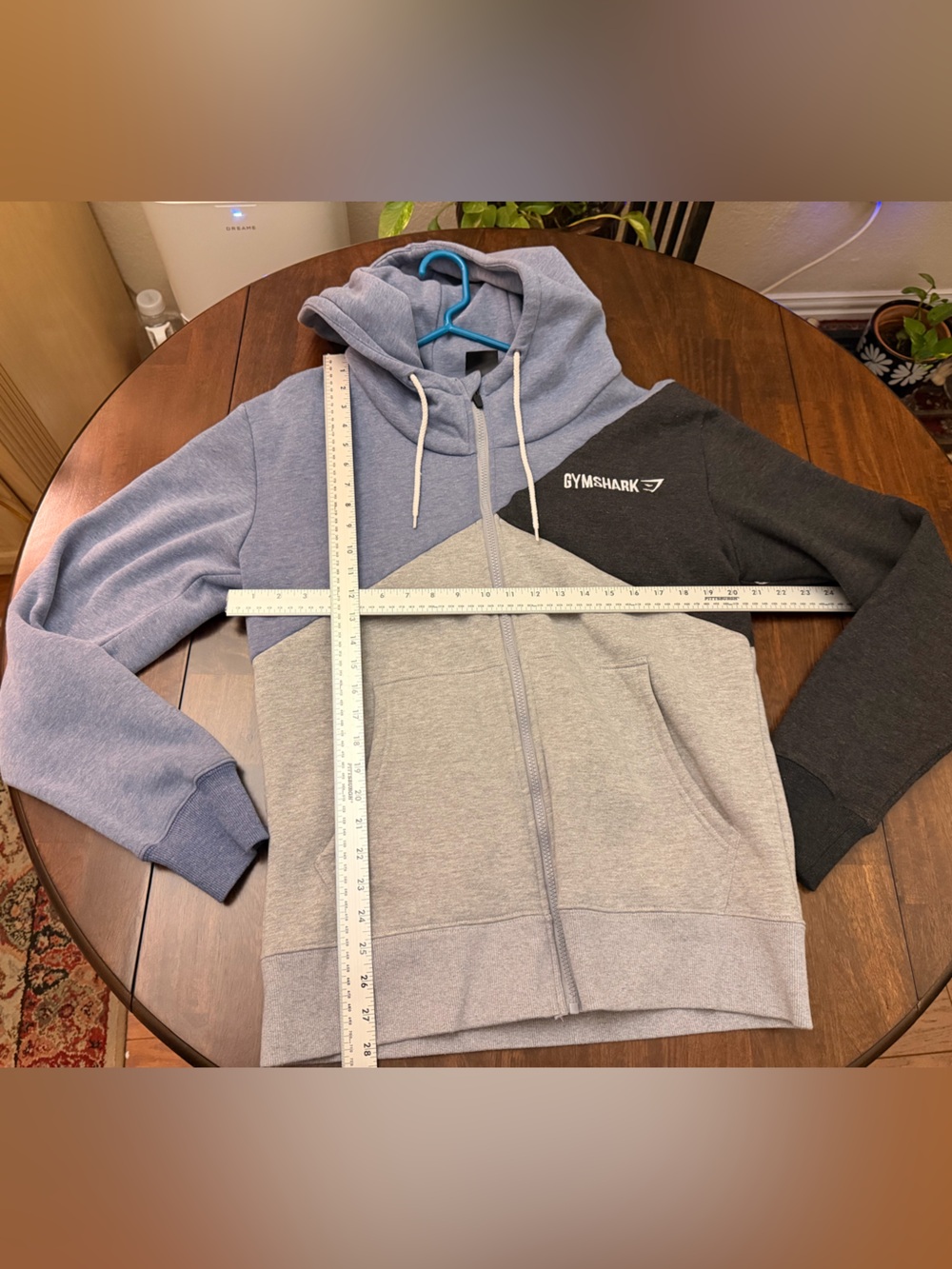 Gymshark Colorblock Zip-Up Hoodie - Blue/Gray/Black